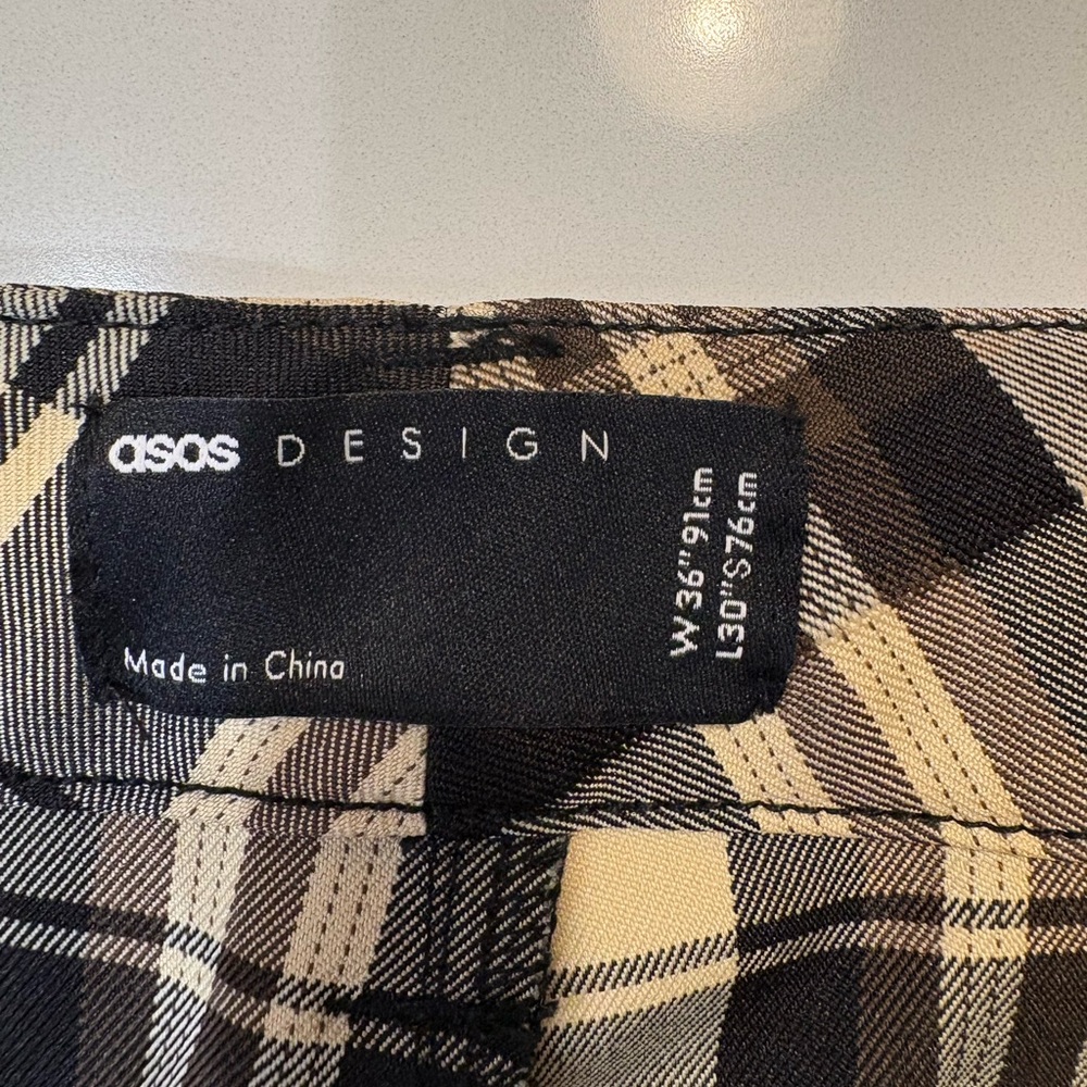 ASOS Plaid Wide-Leg Pants Size 36/30 - Picture 4 of 7